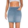 imageTHE GYM PEOPLE Womens High Waisted Mini Denim Skirts with Pockets Stretch Skinny Jean Bodycon SkirtsDenim Light Blue