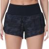 imageTHE GYM PEOPLE Womens High Waisted Running Shorts Quick Dry Athletic Workout Shorts with Mesh Liner Zipper PocketsBlack Grey Camo