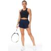 imageTHE GYM PEOPLE Womens High Waisted Running Shorts Quick Dry Athletic Workout Shorts with Mesh Liner Zipper PocketsBlue