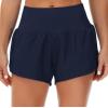 imageTHE GYM PEOPLE Womens High Waisted Running Shorts Quick Dry Athletic Workout Shorts with Mesh Liner Zipper PocketsBlue