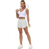 imageTHE GYM PEOPLE Womens High Waisted Running Shorts Quick Dry Athletic Workout Shorts with Mesh Liner Zipper PocketsBright Grey