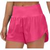 imageTHE GYM PEOPLE Womens High Waisted Running Shorts Quick Dry Athletic Workout Shorts with Mesh Liner Zipper PocketsBright Pink