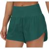 imageTHE GYM PEOPLE Womens High Waisted Running Shorts Quick Dry Athletic Workout Shorts with Mesh Liner Zipper PocketsDark Green