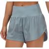 imageTHE GYM PEOPLE Womens High Waisted Running Shorts Quick Dry Athletic Workout Shorts with Mesh Liner Zipper PocketsDenim Blue
