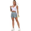 imageTHE GYM PEOPLE Womens High Waisted Running Shorts Quick Dry Athletic Workout Shorts with Mesh Liner Zipper PocketsDenim Blue
