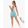 imageTHE GYM PEOPLE Womens High Waisted Running Shorts Quick Dry Athletic Workout Shorts with Mesh Liner Zipper PocketsLight Blue