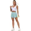 imageTHE GYM PEOPLE Womens High Waisted Running Shorts Quick Dry Athletic Workout Shorts with Mesh Liner Zipper PocketsLight Blue