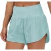 imageTHE GYM PEOPLE Womens High Waisted Running Shorts Quick Dry Athletic Workout Shorts with Mesh Liner Zipper PocketsLight Blue