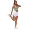 imageTHE GYM PEOPLE Womens High Waisted Running Shorts Quick Dry Athletic Workout Shorts with Mesh Liner Zipper PocketsWhite