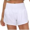 imageTHE GYM PEOPLE Womens High Waisted Running Shorts Quick Dry Athletic Workout Shorts with Mesh Liner Zipper PocketsWhite