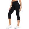 imageTHE GYM PEOPLE Womens High Waisted Stretchy Capri Jeggings Pants Tummy Control Pull on Skinny Jean Leggings with PocketsBlack