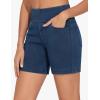 imageTHE GYM PEOPLE Womens High Waisted Stretchy Jean Shorts Summer Skinny Denim Shorts with PocketsDark Blue