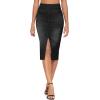 imageTHE GYM PEOPLE Womens High Waisted Stretchy Jean Skirts Front Slit Midi Denim Skirt with PocketsBlack