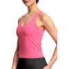 imageTHE GYM PEOPLE Womens Longline Sports Bra Wirefree Padded Workout Yoga Tank TopBright Pink