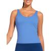 imageTHE GYM PEOPLE Womens Longline Sports Bra Wirefree Padded Workout Yoga Tank TopSea Blue