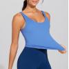 imageTHE GYM PEOPLE Womens Longline Sports Bra Wirefree Padded Workout Yoga Tank TopSea Blue