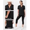 imageTHE GYM PEOPLE Womens Loose fit Workout Polo Shirts Back Short Sleeve V Neck Tees Tops with Side SlitsBlack