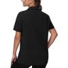 imageTHE GYM PEOPLE Womens Loose fit Workout Polo Shirts Back Short Sleeve V Neck Tees Tops with Side SlitsBlack