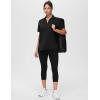 imageTHE GYM PEOPLE Womens Loose fit Workout Polo Shirts Back Short Sleeve V Neck Tees Tops with Side SlitsBlack