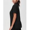 imageTHE GYM PEOPLE Womens Loose fit Workout Polo Shirts Back Short Sleeve V Neck Tees Tops with Side SlitsBlack