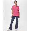 imageTHE GYM PEOPLE Womens Loose fit Workout Polo Shirts Back Short Sleeve V Neck Tees Tops with Side SlitsBright Pink
