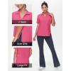 imageTHE GYM PEOPLE Womens Loose fit Workout Polo Shirts Back Short Sleeve V Neck Tees Tops with Side SlitsBright Pink