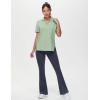 imageTHE GYM PEOPLE Womens Loose fit Workout Polo Shirts Back Short Sleeve V Neck Tees Tops with Side SlitsLight Green