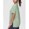 imageTHE GYM PEOPLE Womens Loose fit Workout Polo Shirts Back Short Sleeve V Neck Tees Tops with Side SlitsLight Green