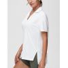 imageTHE GYM PEOPLE Womens Loose fit Workout Polo Shirts Back Short Sleeve V Neck Tees Tops with Side SlitsWhite