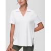 imageTHE GYM PEOPLE Womens Loose fit Workout Polo Shirts Back Short Sleeve V Neck Tees Tops with Side SlitsWhite