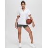 imageTHE GYM PEOPLE Womens Loose fit Workout Polo Shirts Back Short Sleeve V Neck Tees Tops with Side SlitsWhite