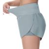 imageTHE GYM PEOPLE Womens Quick Dry Running Shorts Mesh Liner High Waisted Tennis Workout Shorts Zipper PocketsDenim Blue