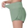 imageTHE GYM PEOPLE Womens Quick Dry Running Shorts Mesh Liner High Waisted Tennis Workout Shorts Zipper PocketsJasmine Green