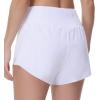 imageTHE GYM PEOPLE Womens Quick Dry Running Shorts Mesh Liner High Waisted Tennis Workout Shorts Zipper PocketsWhite