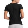 imageTHE GYM PEOPLE Womens Seamless Workout TShirts Short Sleeve Slim Fit Shirts Breathable Running Tee TopsBlack