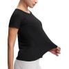 imageTHE GYM PEOPLE Womens Seamless Workout TShirts Short Sleeve Slim Fit Shirts Breathable Running Tee TopsBlack