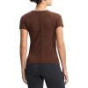 imageTHE GYM PEOPLE Womens Seamless Workout TShirts Short Sleeve Slim Fit Shirts Breathable Running Tee TopsBrown