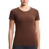 imageTHE GYM PEOPLE Womens Seamless Workout TShirts Short Sleeve Slim Fit Shirts Breathable Running Tee TopsBrown