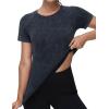 imageTHE GYM PEOPLE Womens Seamless Workout TShirts Short Sleeve Slim Fit Shirts Breathable Running Tee TopsHeather Black