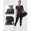 imageTHE GYM PEOPLE Womens Seamless Workout TShirts Short Sleeve Slim Fit Shirts Breathable Running Tee TopsHeather Black