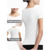 imageTHE GYM PEOPLE Womens Seamless Workout TShirts Short Sleeve Slim Fit Shirts Breathable Running Tee TopsWhite