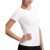 imageTHE GYM PEOPLE Womens Seamless Workout TShirts Short Sleeve Slim Fit Shirts Breathable Running Tee TopsWhite