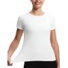 imageTHE GYM PEOPLE Womens Seamless Workout TShirts Short Sleeve Slim Fit Shirts Breathable Running Tee TopsWhite