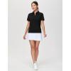 imageTHE GYM PEOPLE Womens Short Sleeve Polo Shirts Zip Up Quick Dry Breathable Collared Golf Workout TopsBlack