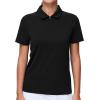 imageTHE GYM PEOPLE Womens Short Sleeve Polo Shirts Zip Up Quick Dry Breathable Collared Golf Workout TopsBlack
