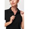 imageTHE GYM PEOPLE Womens Short Sleeve Polo Shirts Zip Up Quick Dry Breathable Collared Golf Workout TopsBlack