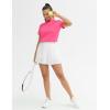 imageTHE GYM PEOPLE Womens Short Sleeve Polo Shirts Zip Up Quick Dry Breathable Collared Golf Workout TopsBright Pink