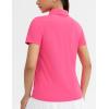 imageTHE GYM PEOPLE Womens Short Sleeve Polo Shirts Zip Up Quick Dry Breathable Collared Golf Workout TopsBright Pink