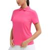 imageTHE GYM PEOPLE Womens Short Sleeve Polo Shirts Zip Up Quick Dry Breathable Collared Golf Workout TopsBright Pink