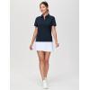 imageTHE GYM PEOPLE Womens Short Sleeve Polo Shirts Zip Up Quick Dry Breathable Collared Golf Workout TopsNavy Blue